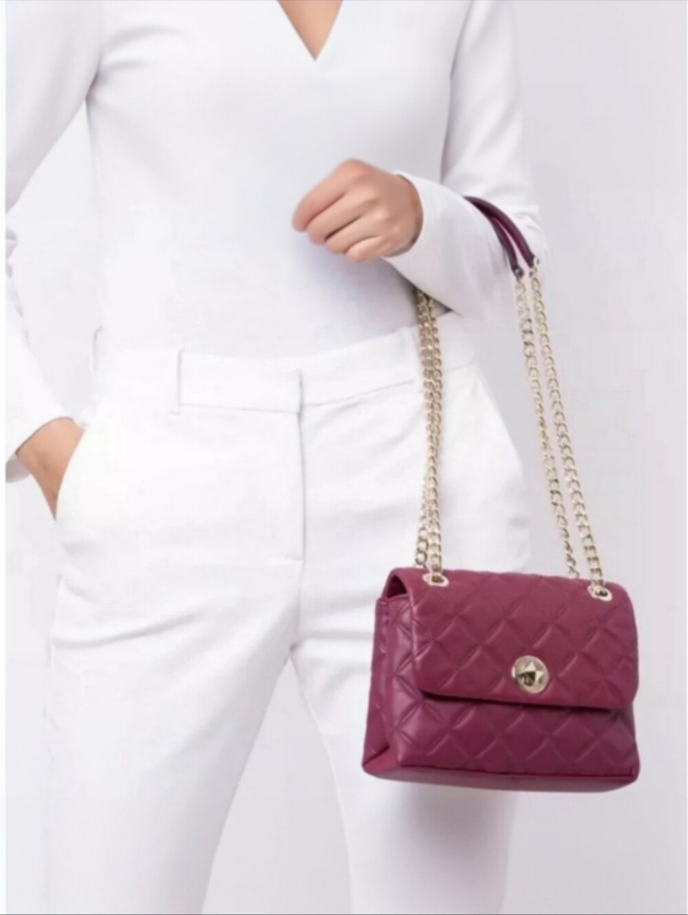 Kate Spade Natalia Small Flap Quilted Chain Crossbody Blackberry